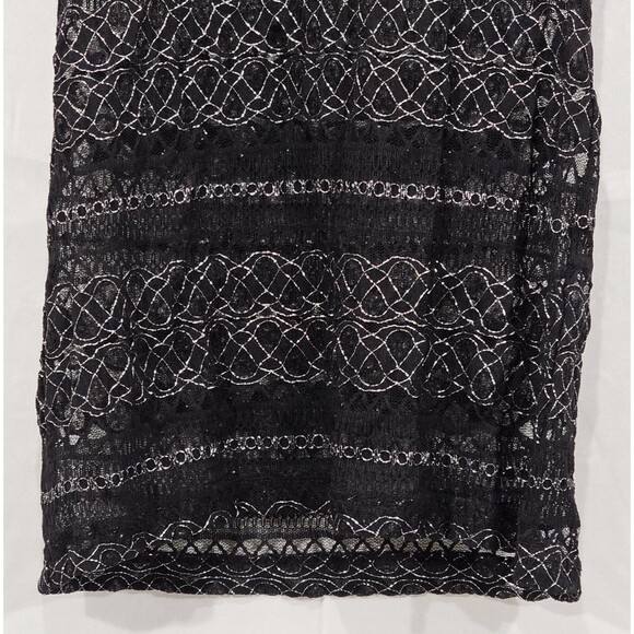 Sheer Lace Micro Mini Dress Y2K 90s Fairy Grunge Goth Glam Metallic Black Size M - Picture 5 of 13